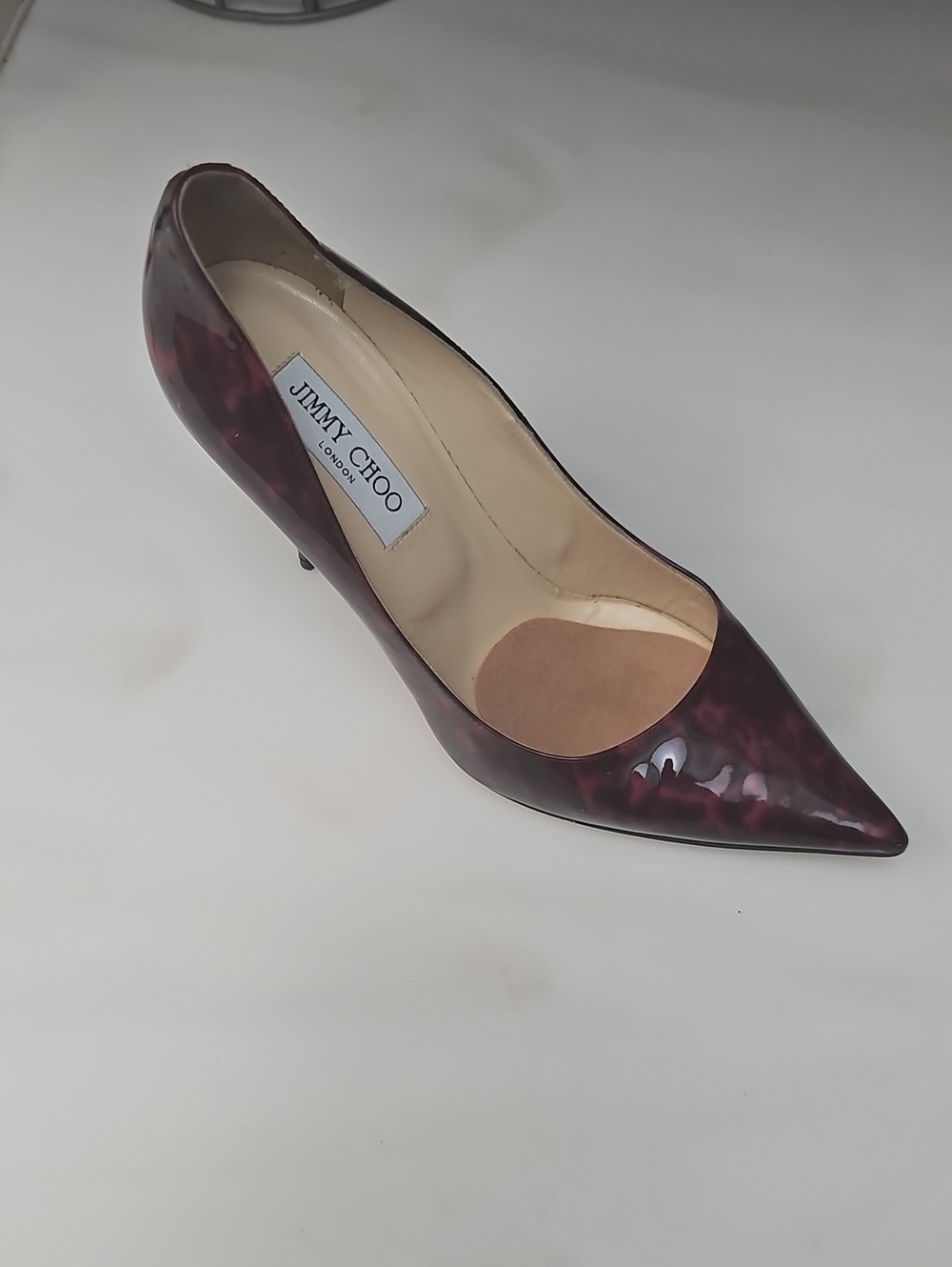 Jimmy Choo Women's Red/Black Patent leather Pointed-Toe Pumps - Picture 7 of 13